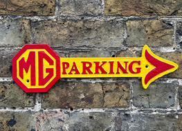 MG parking arrow plaque