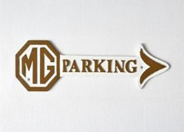 MG parking arrow plaque