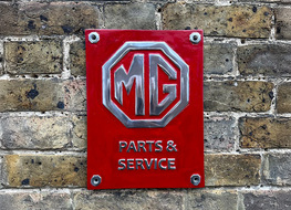 red aluminium MG parts &amp; servie plaque